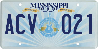 MS license plate ACV021