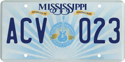 MS license plate ACV023