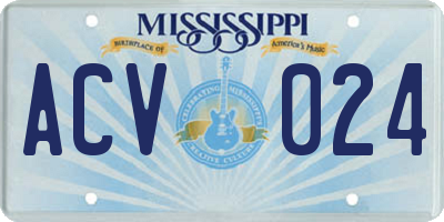 MS license plate ACV024