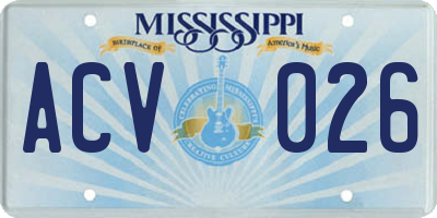 MS license plate ACV026