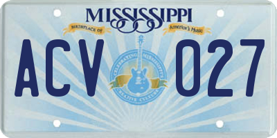 MS license plate ACV027
