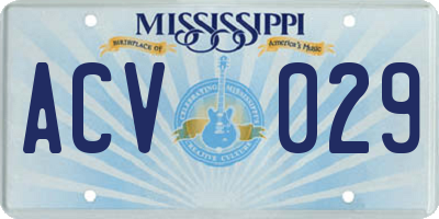 MS license plate ACV029