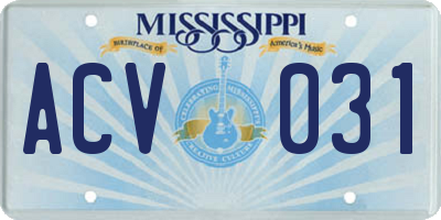 MS license plate ACV031
