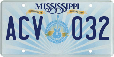 MS license plate ACV032