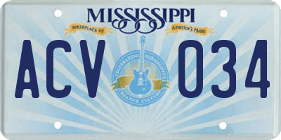 MS license plate ACV034