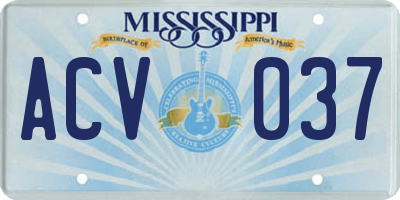 MS license plate ACV037