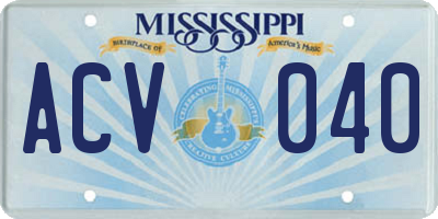 MS license plate ACV040