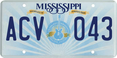 MS license plate ACV043