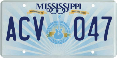 MS license plate ACV047