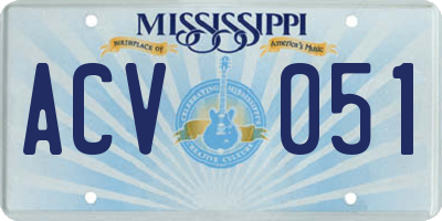 MS license plate ACV051