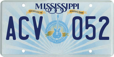 MS license plate ACV052