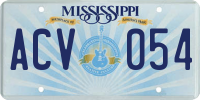 MS license plate ACV054