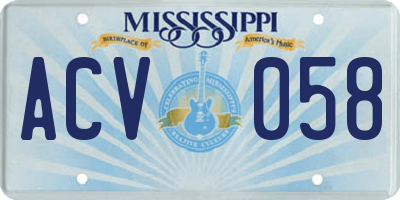 MS license plate ACV058