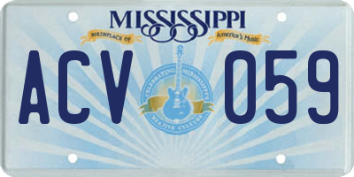 MS license plate ACV059
