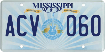 MS license plate ACV060