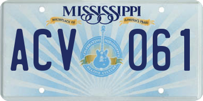 MS license plate ACV061