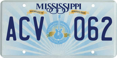 MS license plate ACV062