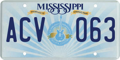 MS license plate ACV063