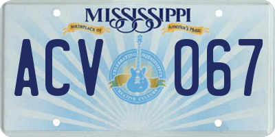 MS license plate ACV067