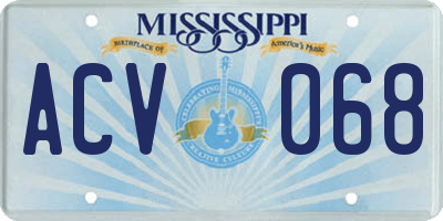 MS license plate ACV068