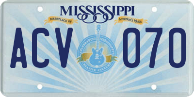 MS license plate ACV070