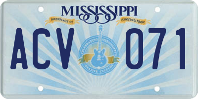 MS license plate ACV071