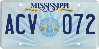 MS license plate ACV072