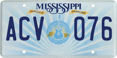 MS license plate ACV076