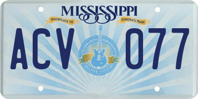 MS license plate ACV077