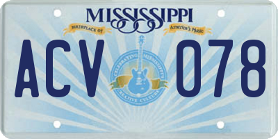 MS license plate ACV078