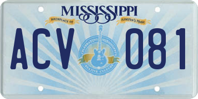 MS license plate ACV081