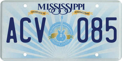 MS license plate ACV085