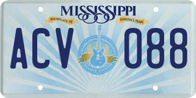 MS license plate ACV088