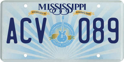 MS license plate ACV089