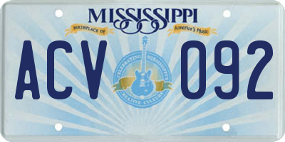 MS license plate ACV092