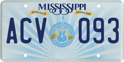 MS license plate ACV093