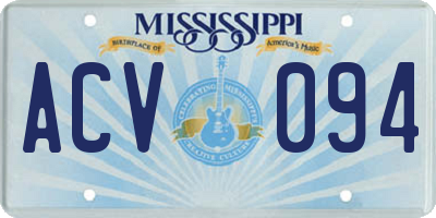 MS license plate ACV094