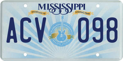 MS license plate ACV098