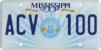 MS license plate ACV100