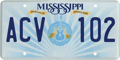 MS license plate ACV102