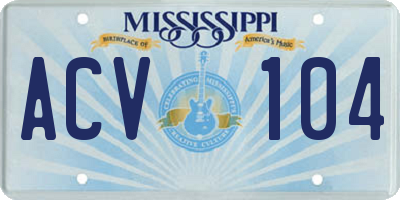 MS license plate ACV104