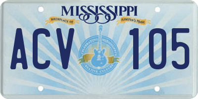 MS license plate ACV105