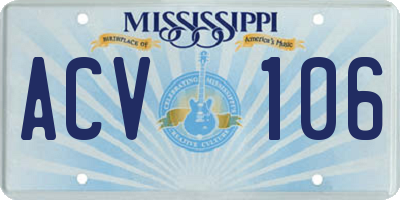 MS license plate ACV106