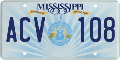 MS license plate ACV108