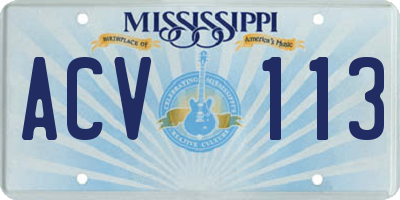MS license plate ACV113