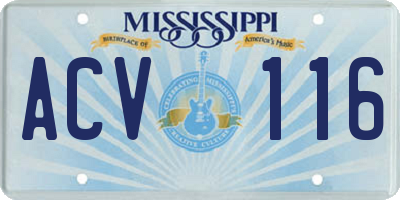MS license plate ACV116