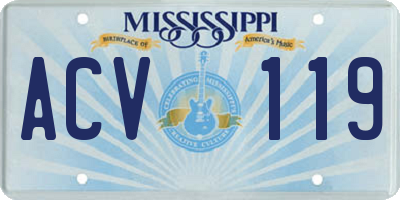 MS license plate ACV119