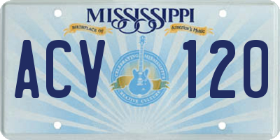 MS license plate ACV120