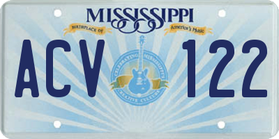 MS license plate ACV122