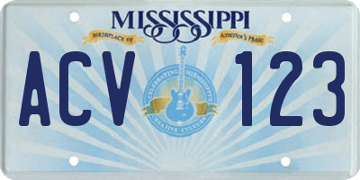 MS license plate ACV123